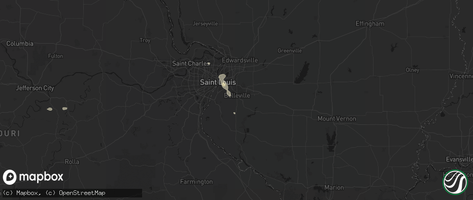Hail map in Belleville, IL on July 4, 2026