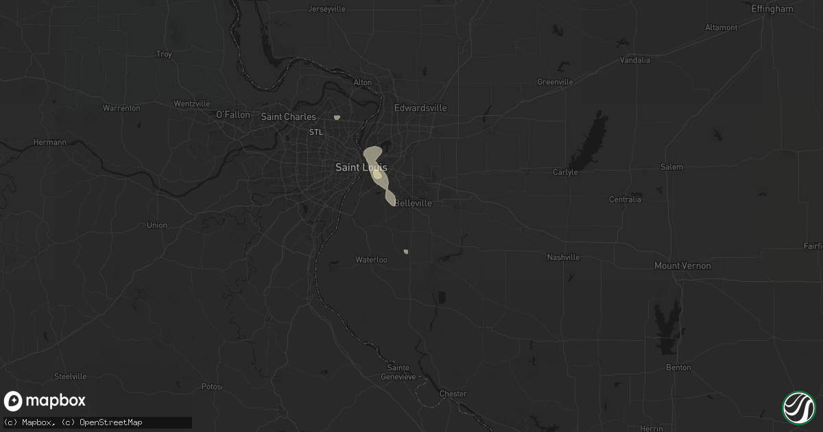 Hail map in Belleville, IL on July 4, 2026