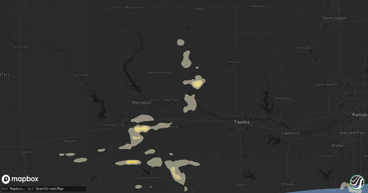 Hail map in Belvue, KS on July 4, 2026