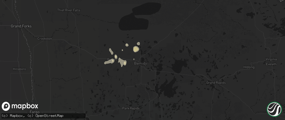 Hail map in Bemidji, MN on July 4, 2026