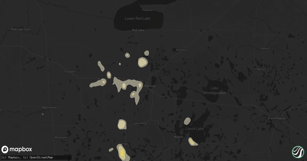 Hail map in Bemidji, MN on July 4, 2026