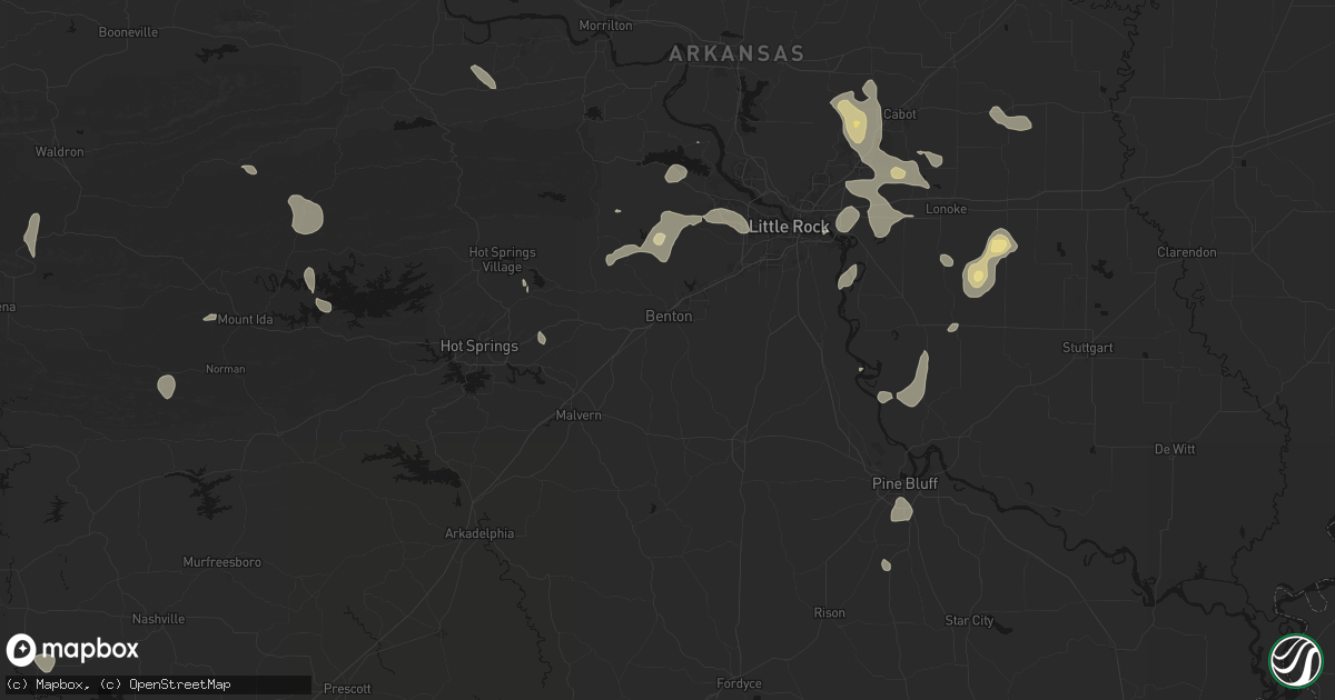 Hail map in Benton, AR on July 4, 2026