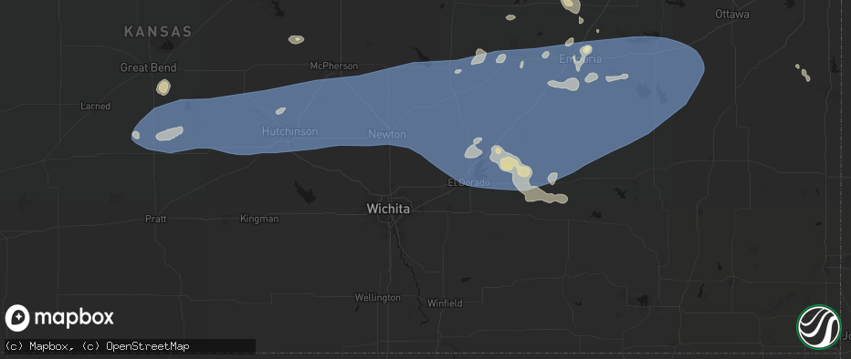 Hail map in Benton, KS on July 4, 2026