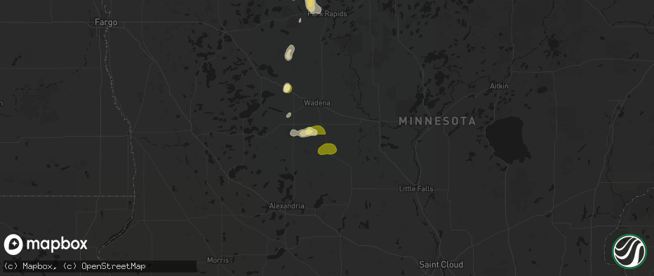 Hail map in Bertha, MN on July 4, 2026