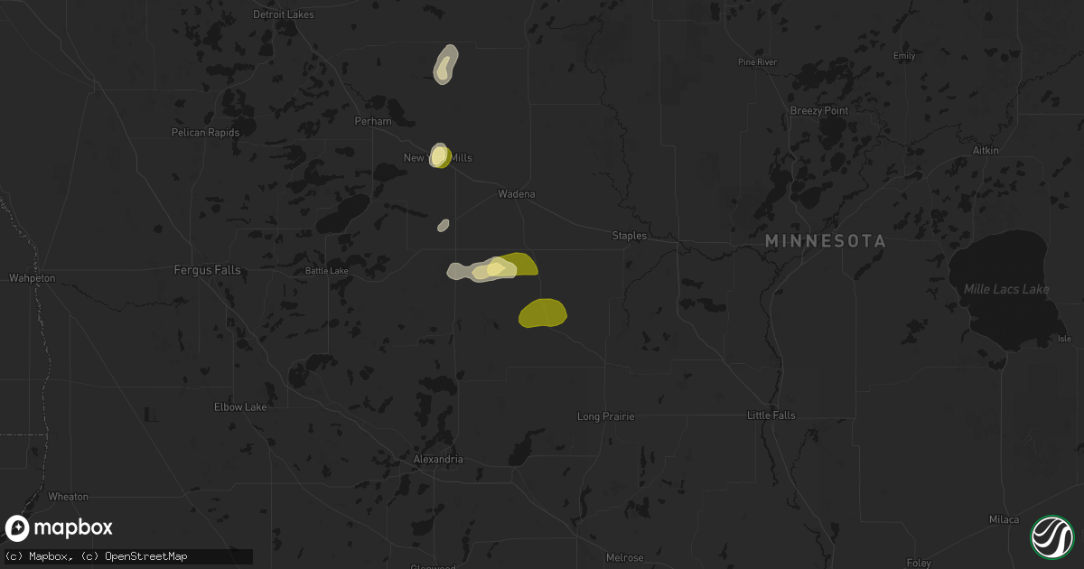 Hail map in Bertha, MN on July 4, 2026