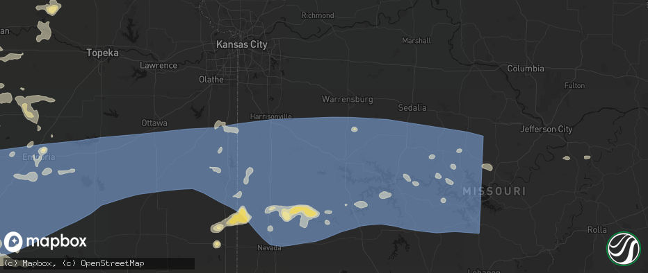 Hail map in Blairstown, MO on July 4, 2026