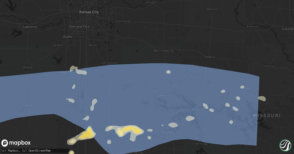 Hail map in Blairstown, MO on July 4, 2026
