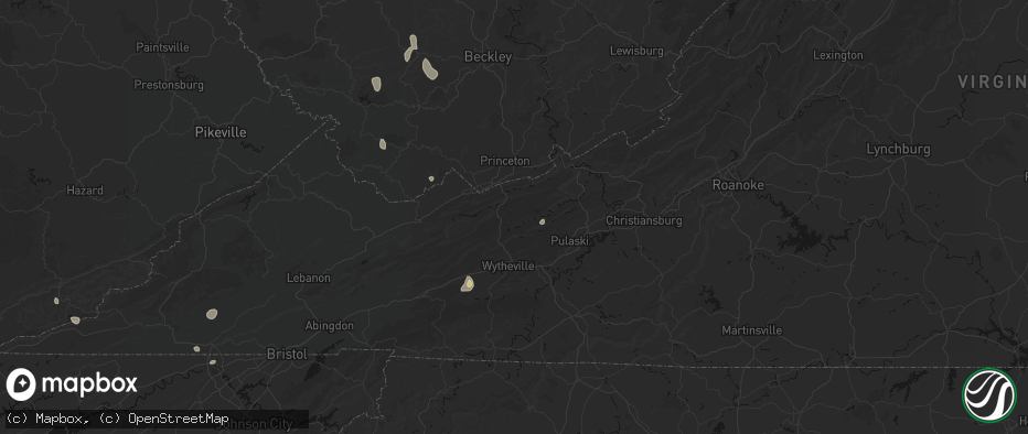 Hail map in Bland, VA on July 4, 2026