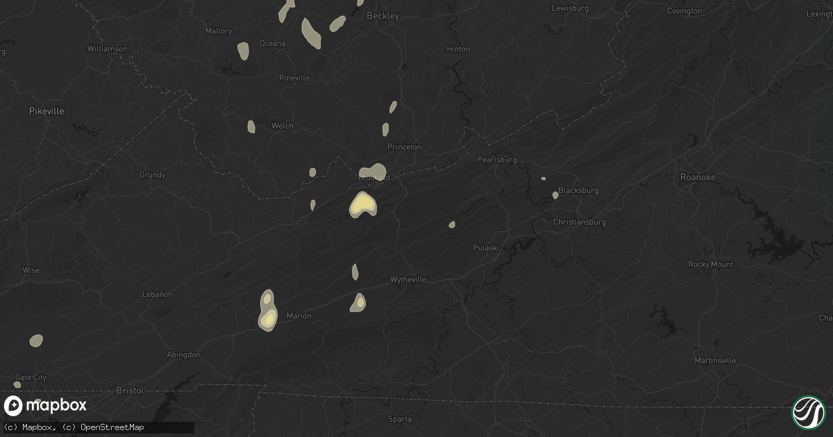 Hail map in Bland, VA on July 4, 2026