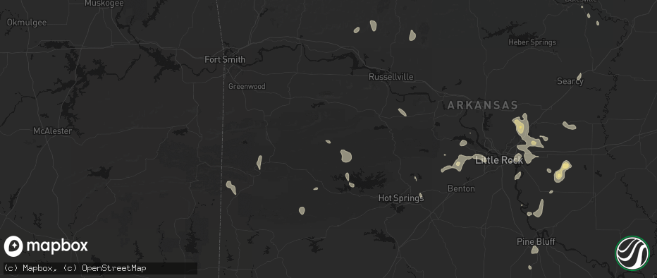 Hail map in Bluffton, AR on July 4, 2026