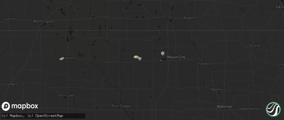 Hail map in Britt, IA on July 4, 2026