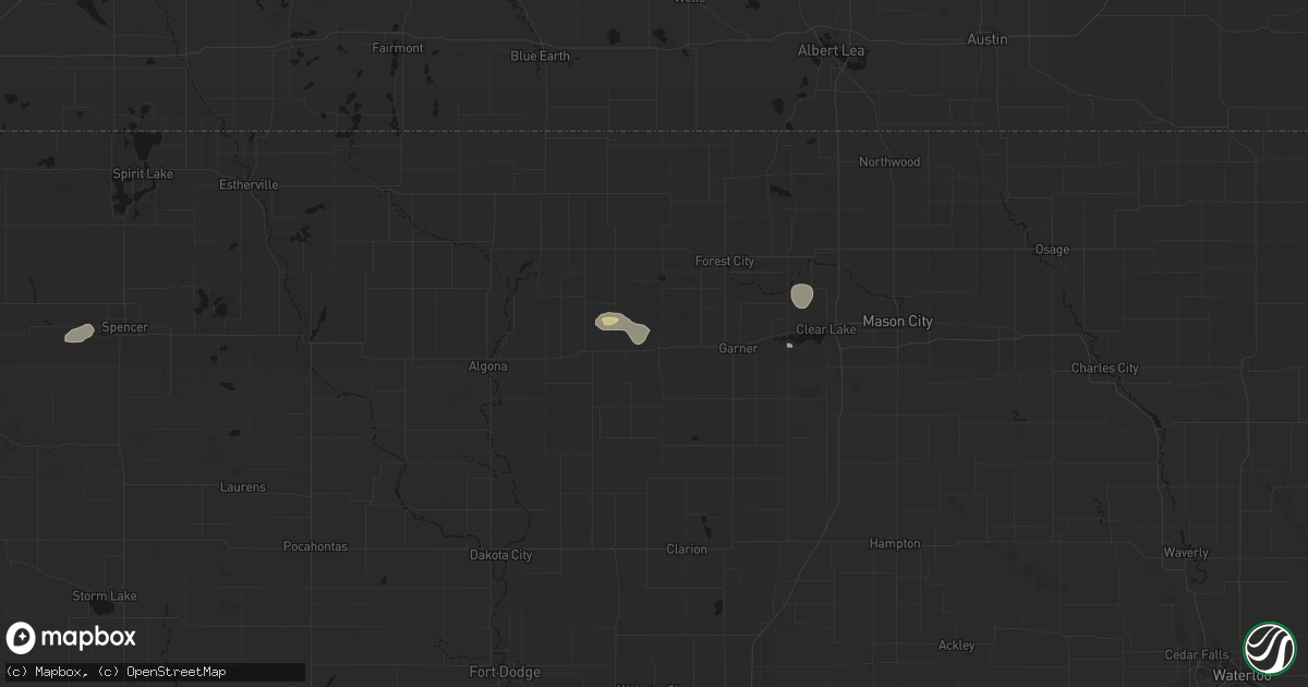 Hail map in Britt, IA on July 4, 2026