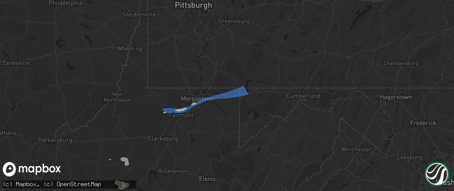 Hail map in Bruceton Mills, WV on July 4, 2026
