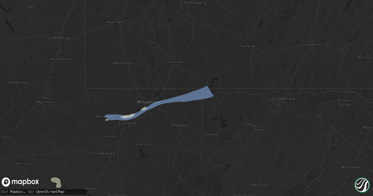 Hail map in Bruceton Mills, WV on July 4, 2026