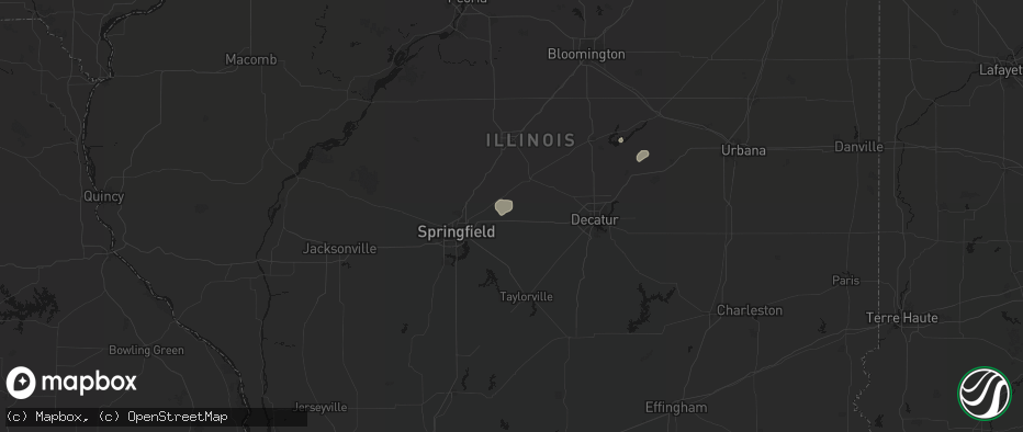 Hail map in Buffalo, IL on July 4, 2026