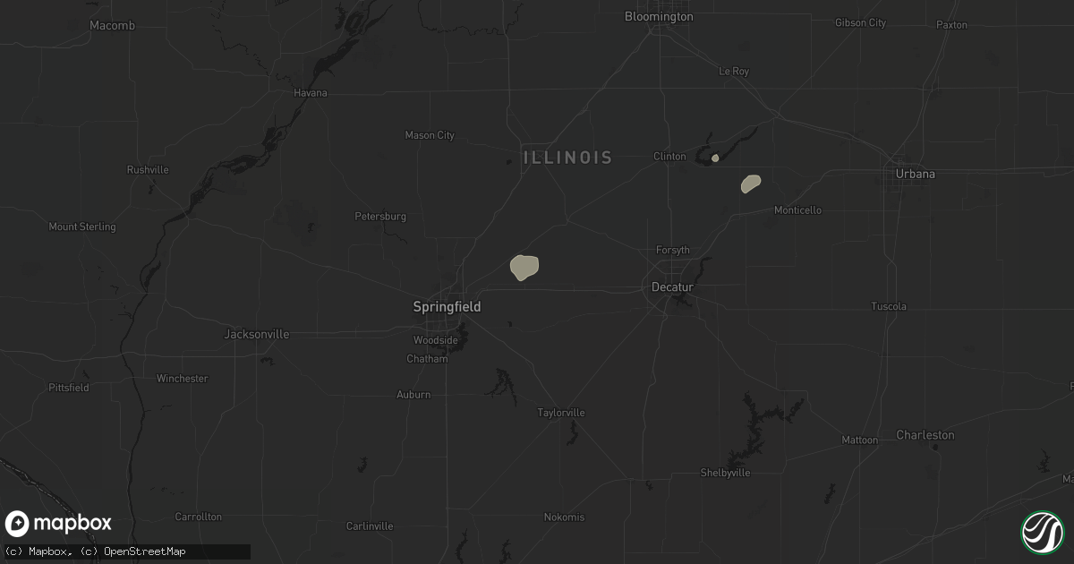 Hail map in Buffalo, IL on July 4, 2026