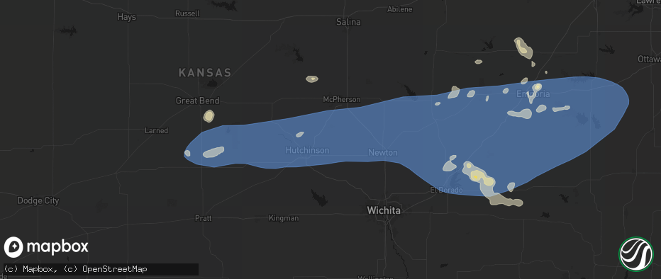 Hail map in Buhler, KS on July 4, 2026