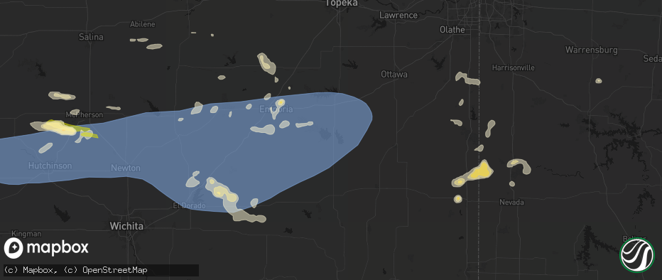 Hail map in Burlington, KS on July 4, 2026