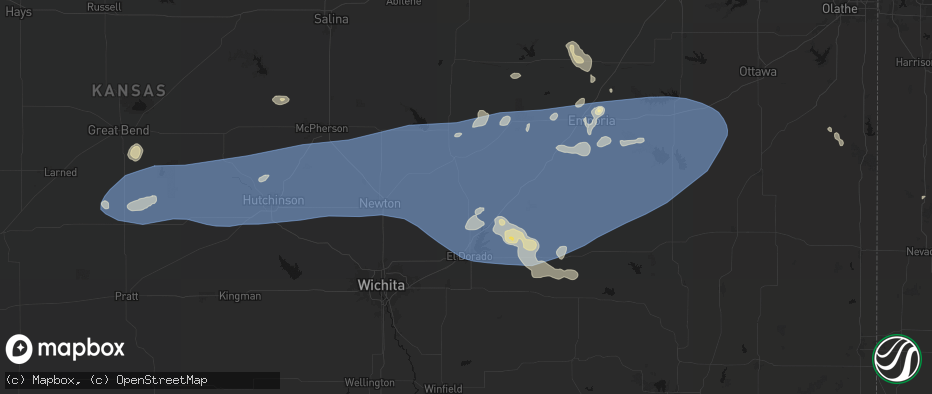 Hail map in Burns, KS on July 4, 2026