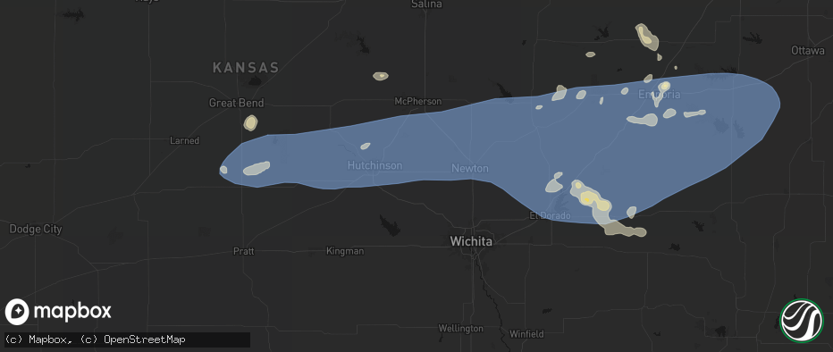 Hail map in Burrton, KS on July 4, 2026