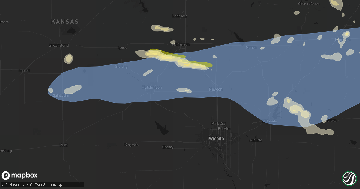 Hail map in Burrton, KS on July 4, 2026
