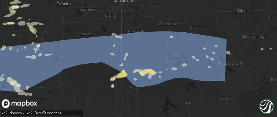 Hail map in Butler, MO on July 4, 2026