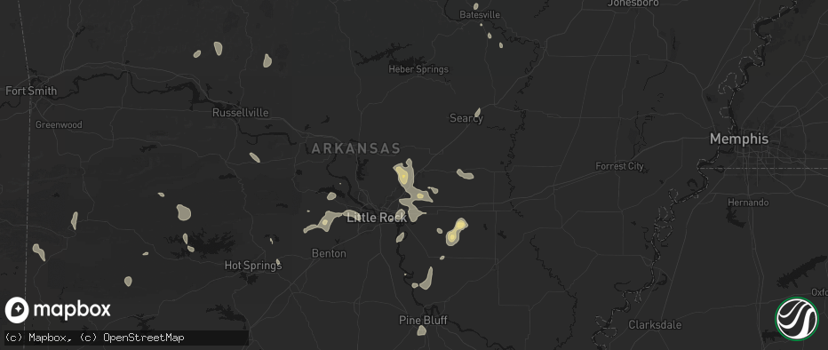 Hail map in Cabot, AR on July 4, 2026