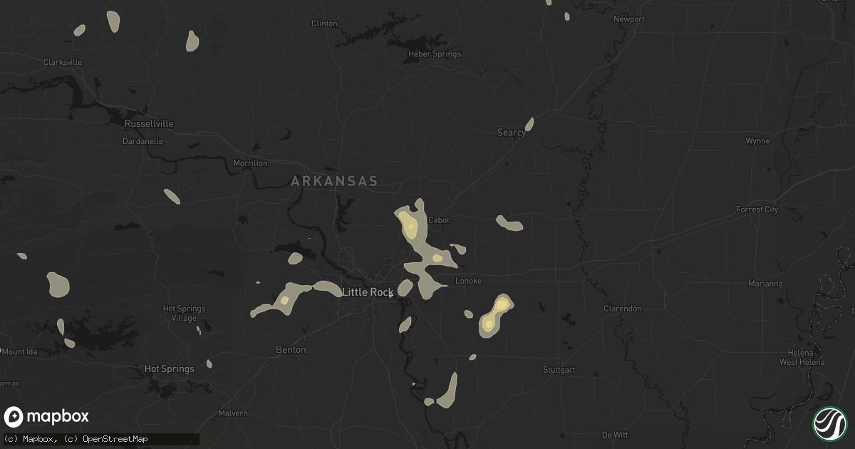 Hail map in Cabot, AR on July 4, 2026