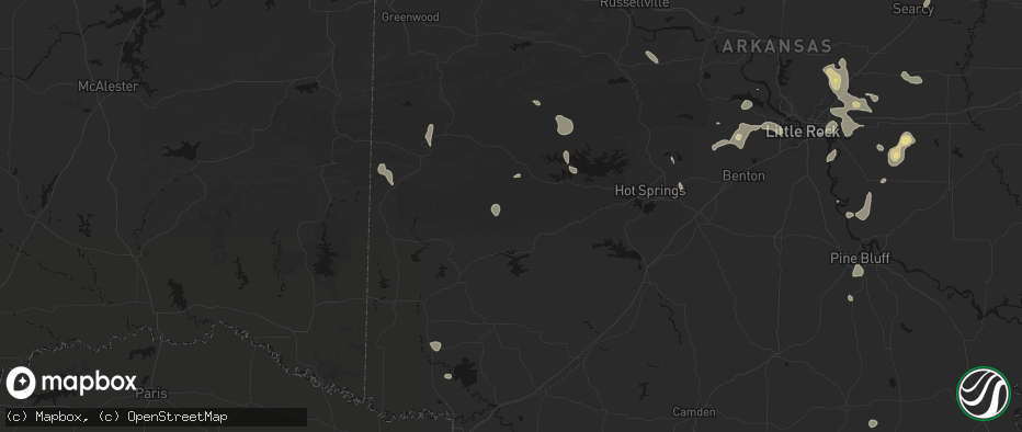 Hail map in Caddo Gap, AR on July 4, 2026