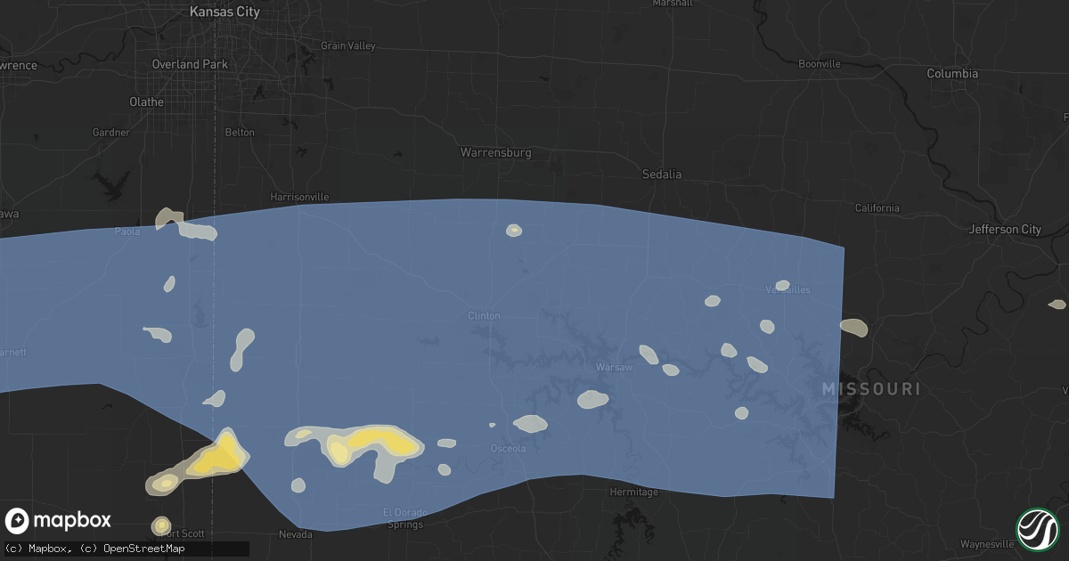 Hail map in Calhoun, MO on July 4, 2026