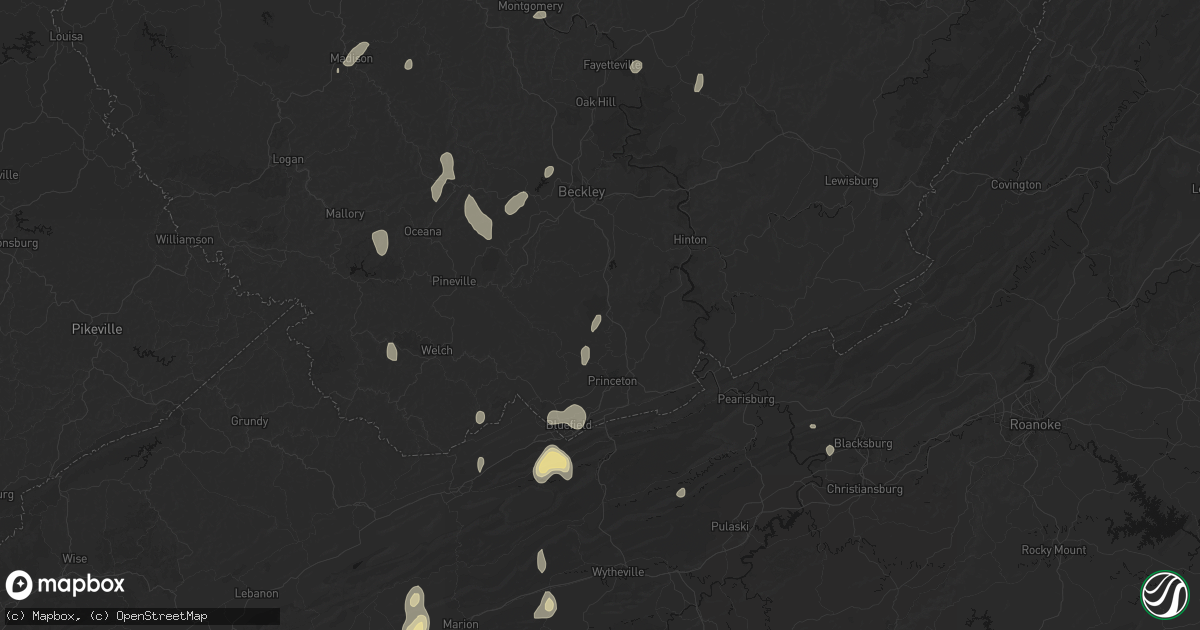 Hail map in Camp Creek, WV on July 4, 2026