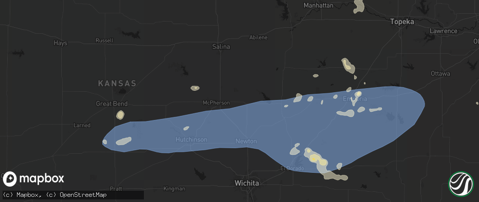 Hail map in Canton, KS on July 4, 2026