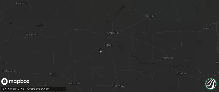 Hail map in Canyon, TX on July 4, 2026