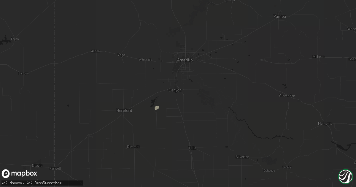 Hail map in Canyon, TX on July 4, 2026