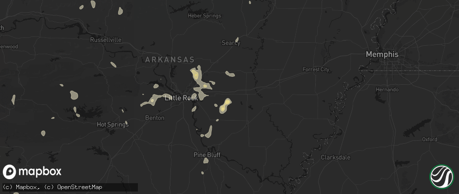 Hail map in Carlisle, AR on July 4, 2026