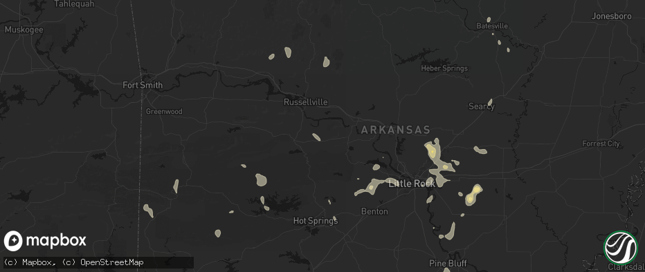 Hail map in Casa, AR on July 4, 2026