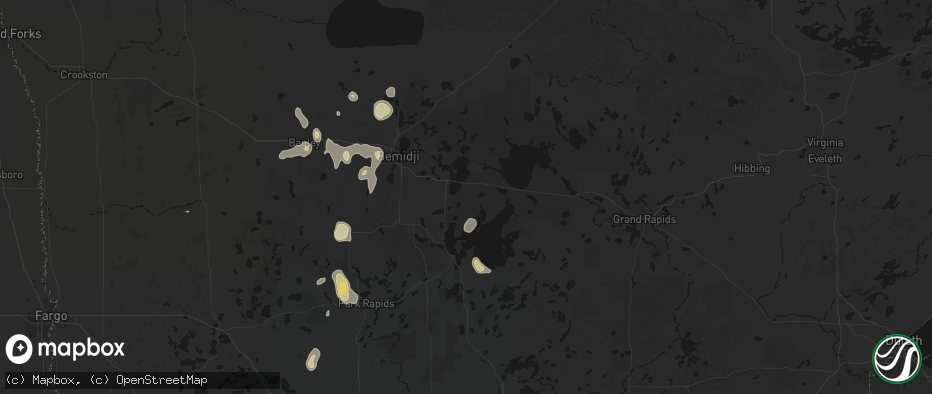 Hail map in Cass Lake, MN on July 4, 2026