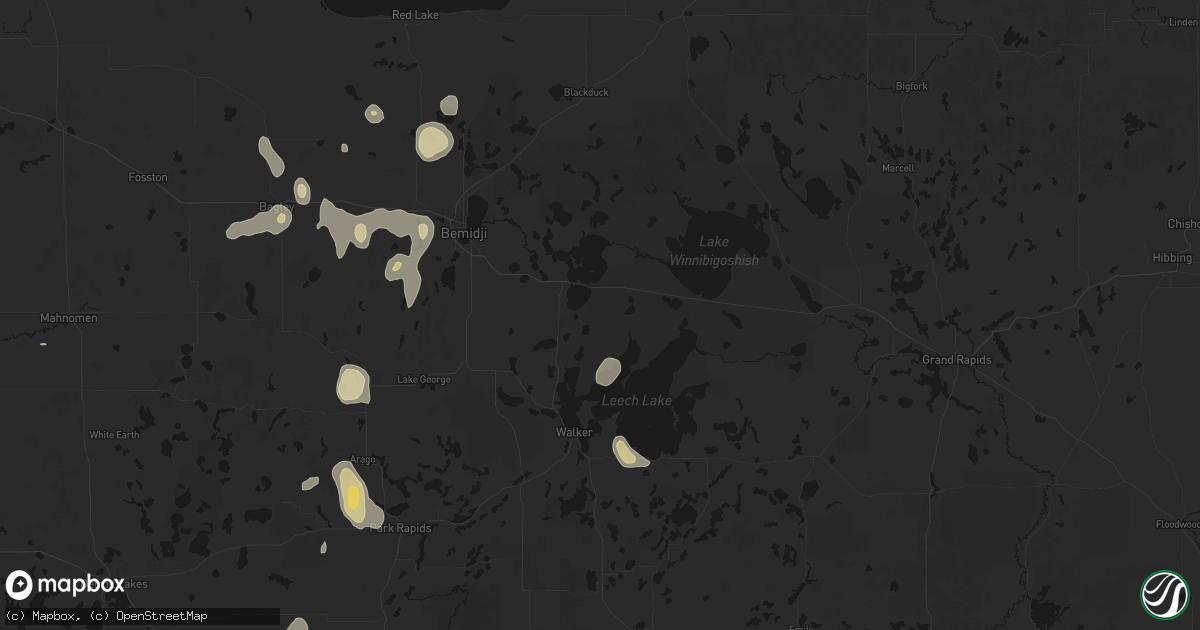 Hail map in Cass Lake, MN on July 4, 2026