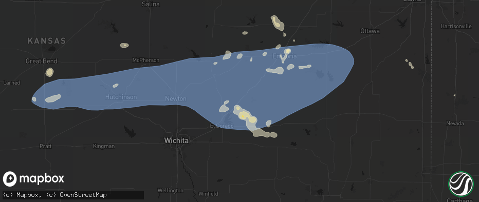 Hail map in Cassoday, KS on July 4, 2026