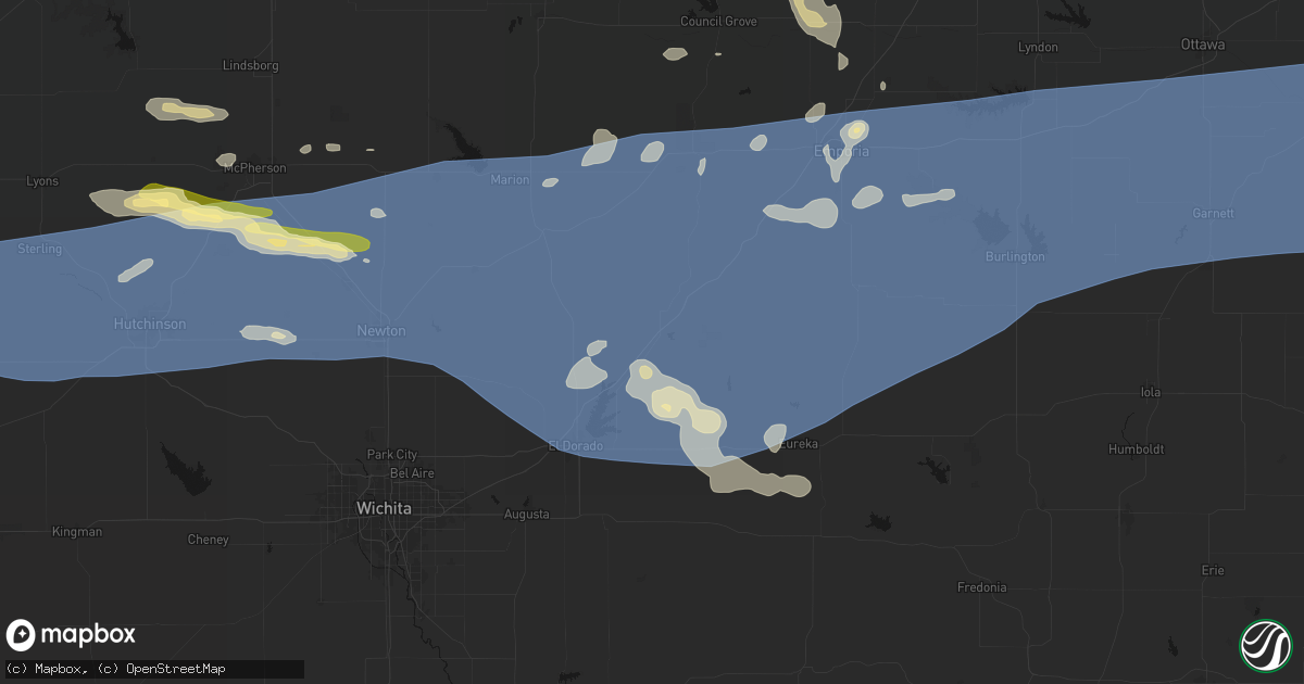 Hail map in Cassoday, KS on July 4, 2026