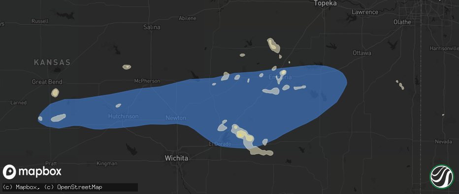 Hail map in Cedar Point, KS on July 4, 2026