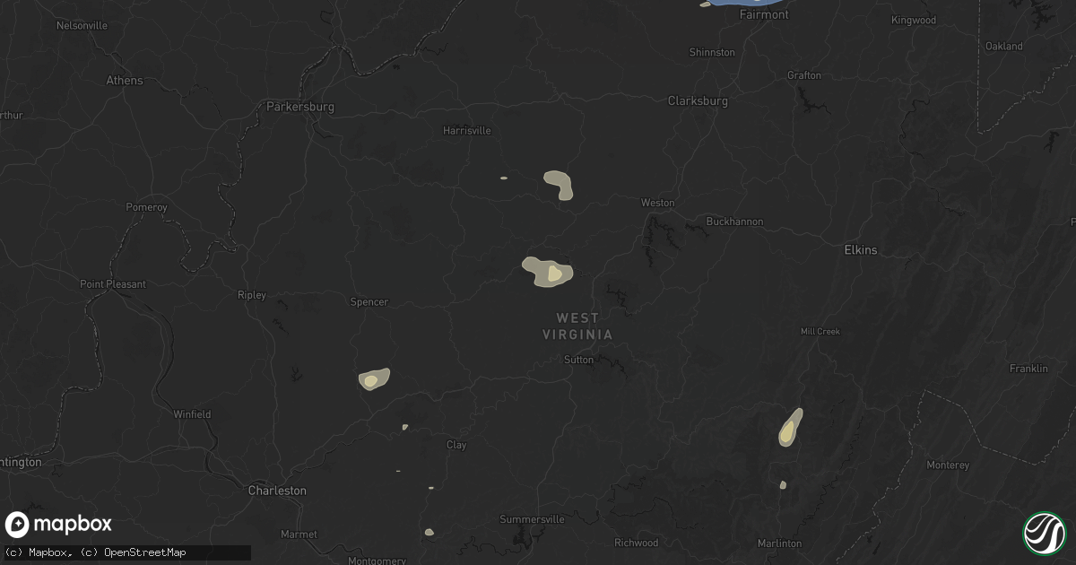 Hail map in Cedarville, WV on July 4, 2026