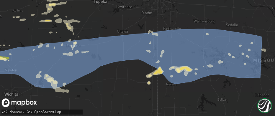 Hail map in Centerville, KS on July 4, 2026