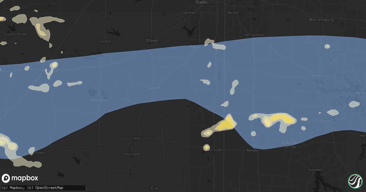 Hail map in Centerville, KS on July 4, 2026