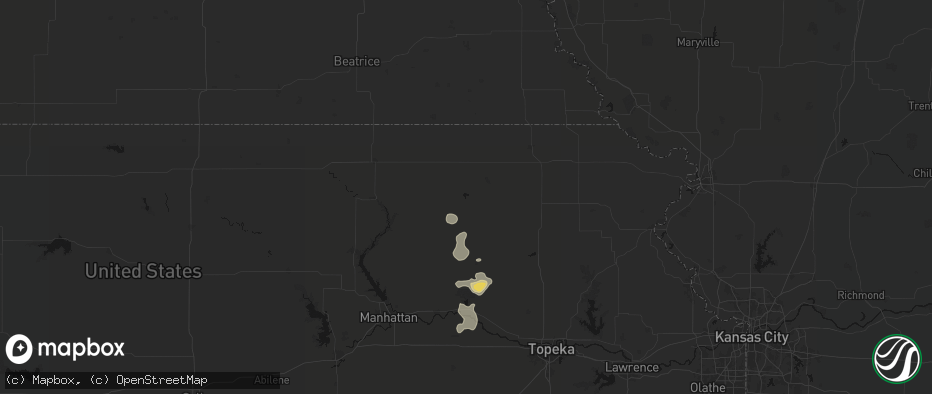 Hail map in Centralia, KS on July 4, 2026