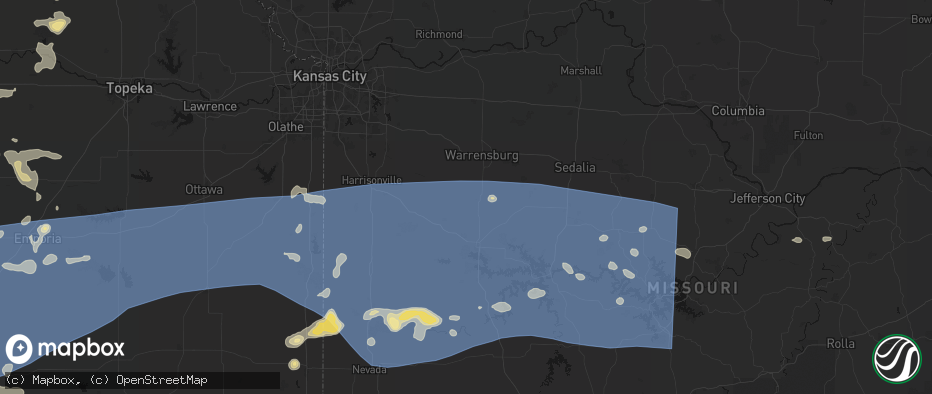 Hail map in Chilhowee, MO on July 4, 2026