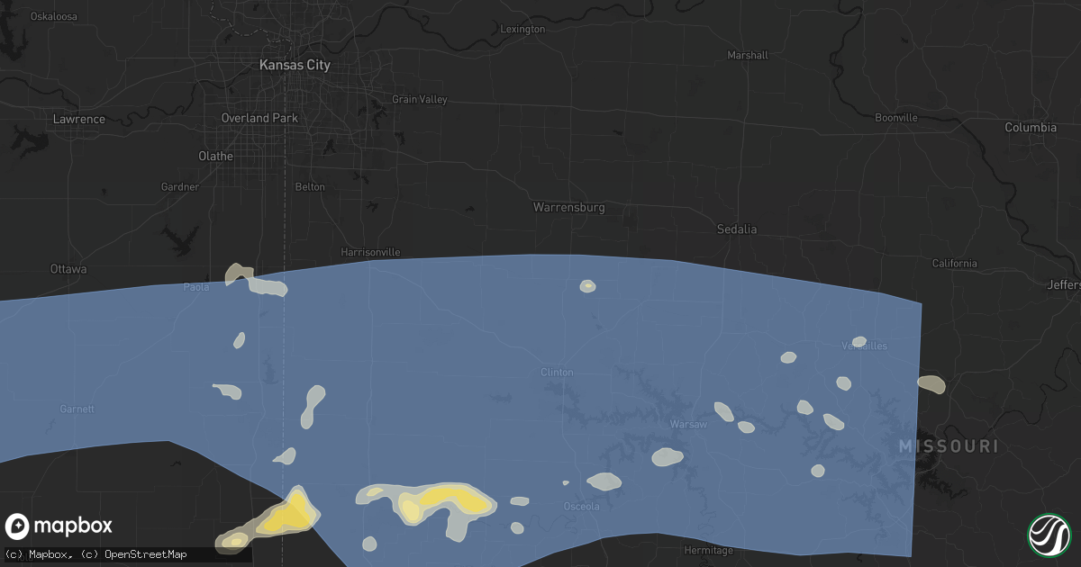 Hail map in Chilhowee, MO on July 4, 2026