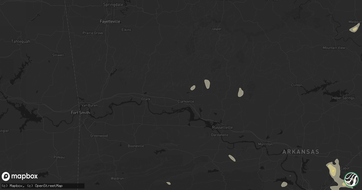 Hail map in Clarksville, AR on July 4, 2026
