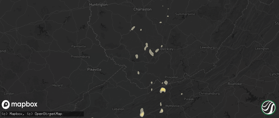 Hail map in Clear Fork, WV on July 4, 2026