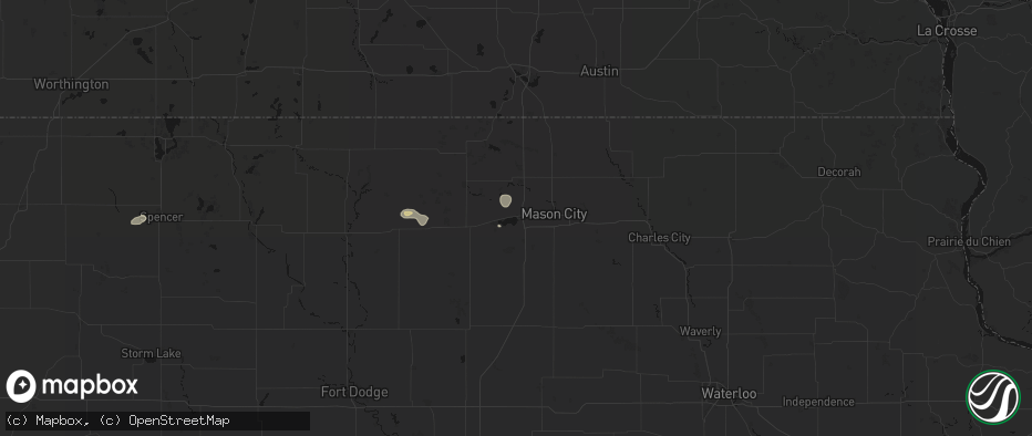 Hail map in Clear Lake, IA on July 4, 2026